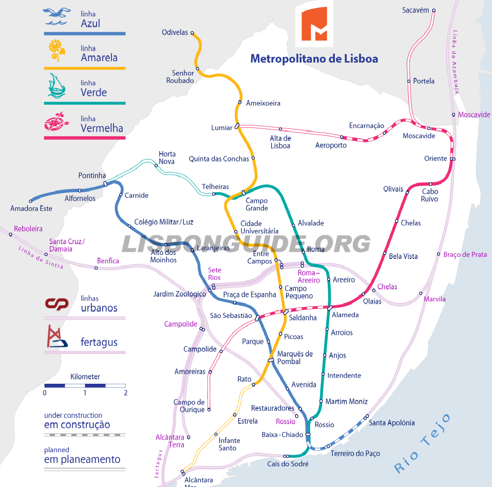 Map Metro Subway Lisbon Map Download Free 