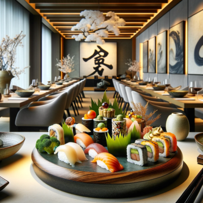 michelin-star-dinner-lisbon-restaura_A beautifully arranged sushi platter showcasing the fusion of Japanese and Portuguese culinary traditions, set against the backdrop of a contemporary michelin-star-dinner-lisbon-restaura_A beautifully arranged sushi platter showcasing the fusion of Japanese and Portuguese culinary traditions, set against the backdrop of a contemporary